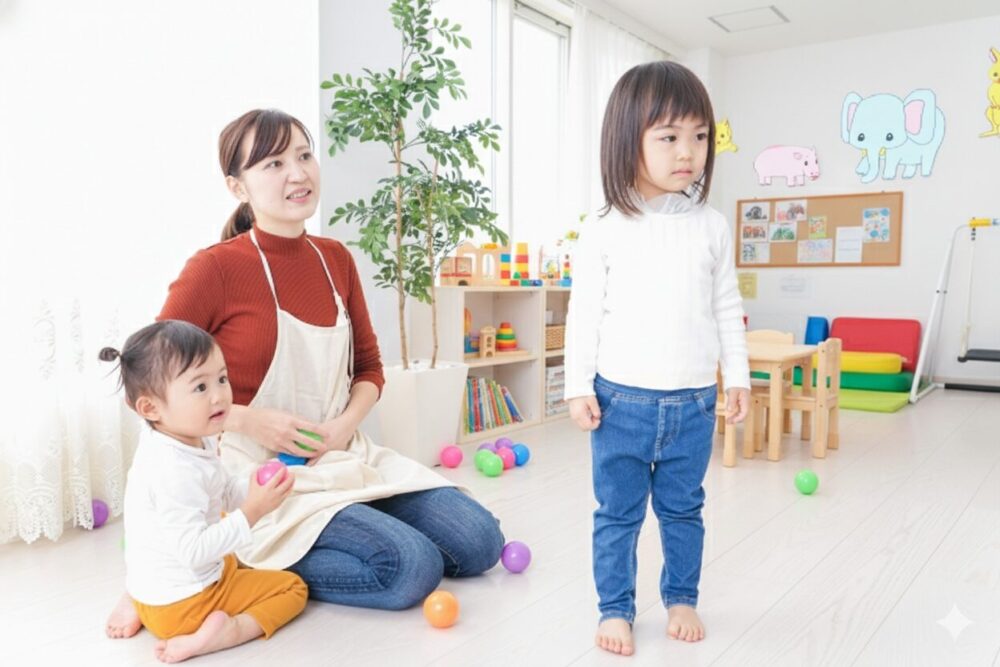 放課後等デイサービスの先生とこども